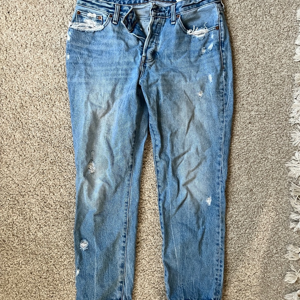 Abercrombie & Fitch Womens Low Rise Straight Boyfriend Jeans Medium Wash